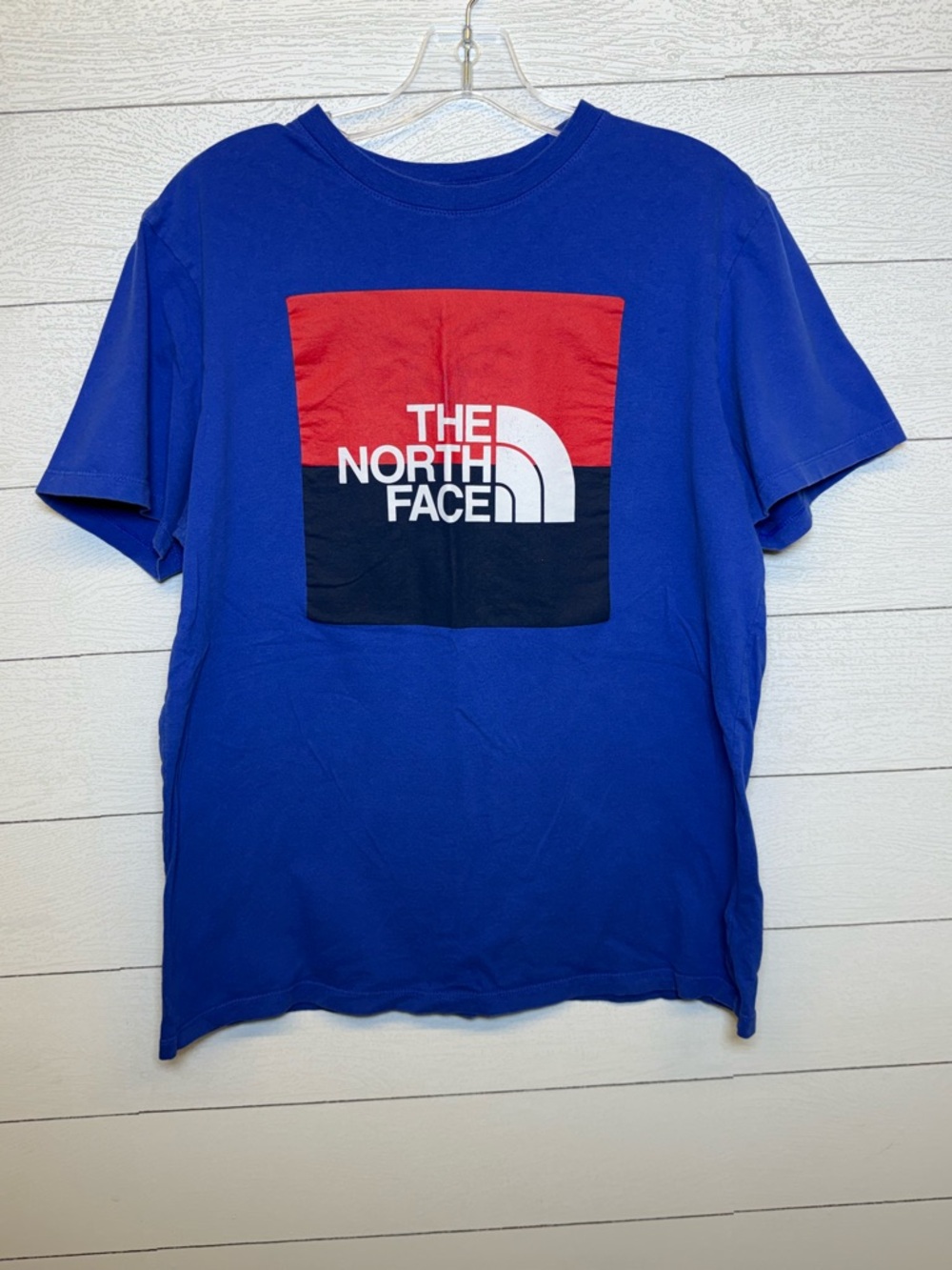 The North Face Men's Blue Logo Short-Sleeve T-shirt medium 100% cotton